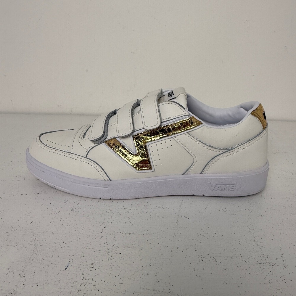 Vans Lowland CC Comfycush White Gold Metallic Strap Sneakers Womens 10